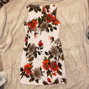 White floral knee length dress